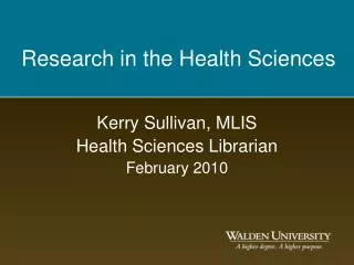 Research in the Health Sciences