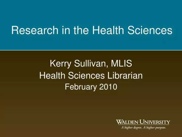 kerry sullivan mlis health sciences librarian february 2010