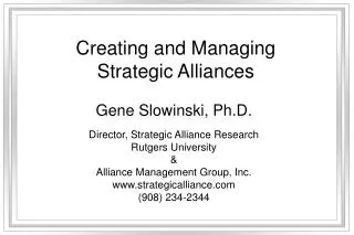 Creating and Managing Strategic Alliances