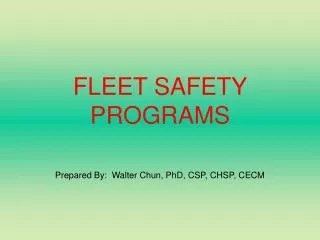 FLEET SAFETY PROGRAMS