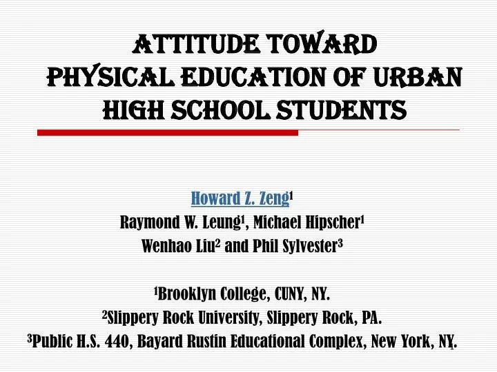 attitude toward physical education of urban high school students