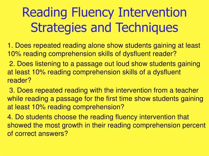 reading fluency intervention strategies and techniques