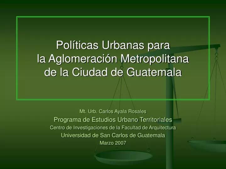 pol ticas urbanas para la aglomeraci n metropolitana de la ciudad de guatemala