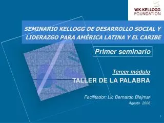 tercer m dulo taller de la palabra facilitador lic bernardo blejmar agosto 2006