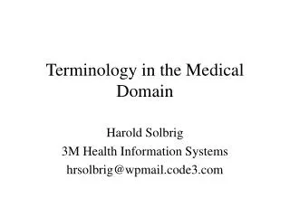 Terminology in the Medical Domain