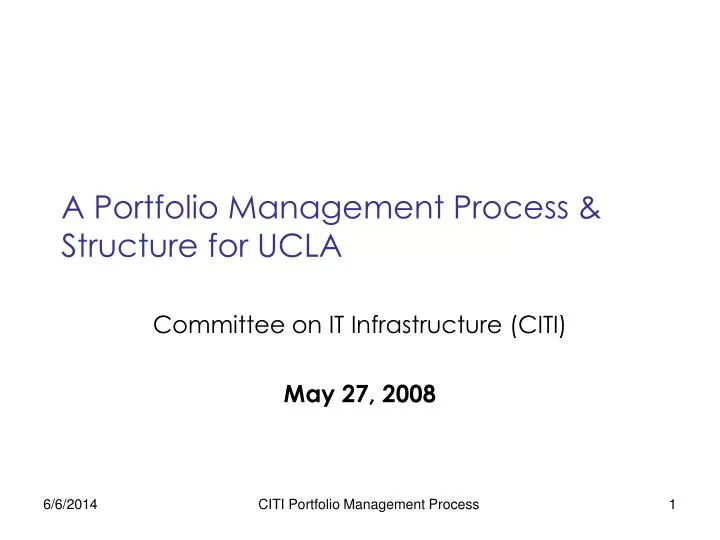 a portfolio management process structure for ucla