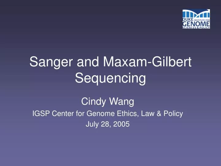 sanger and maxam gilbert sequencing