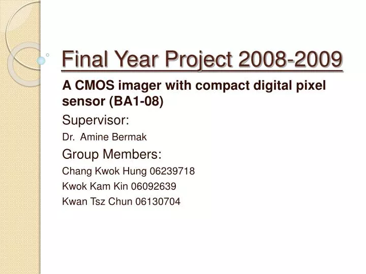 final year project 2008 2009