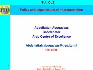 Policy and Legal Issues of Interconnection