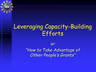 Leveraging Capacity-Building Efforts