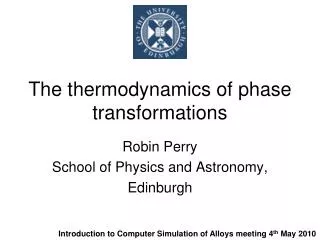 The thermodynamics of phase transformations
