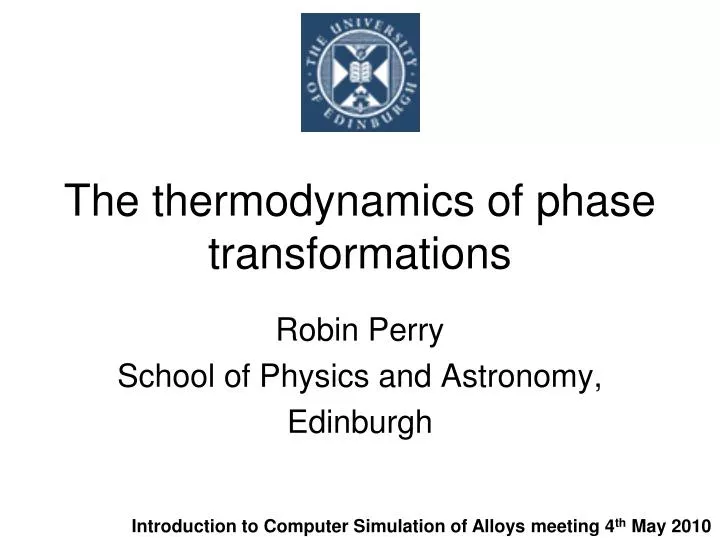 the thermodynamics of phase transformations