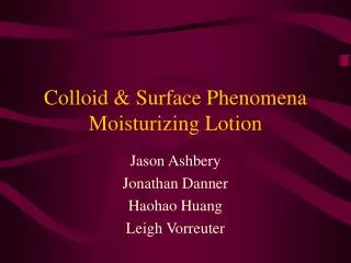 Colloid &amp; Surface Phenomena Moisturizing Lotion