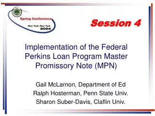 Implementation of the Federal Perkins Loan Program Master Promissory Note (MPN)