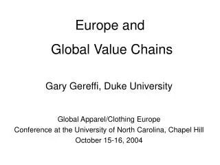Europe and Global Value Chains