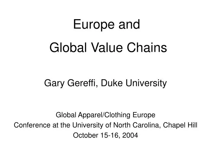 europe and global value chains
