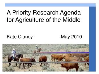 A Priority Research Agenda for Agriculture of the Middle