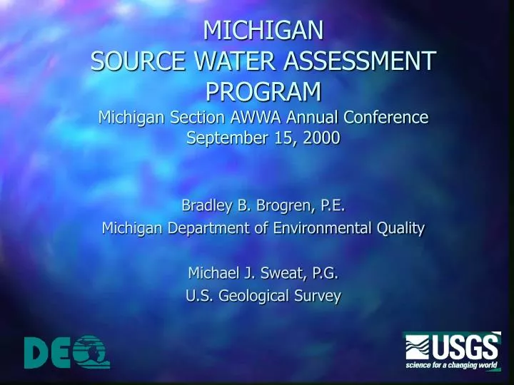 michigan source water assessment program michigan section awwa annual conference september 15 2000