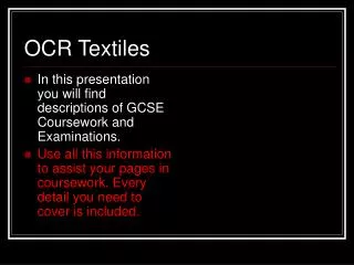OCR Textiles