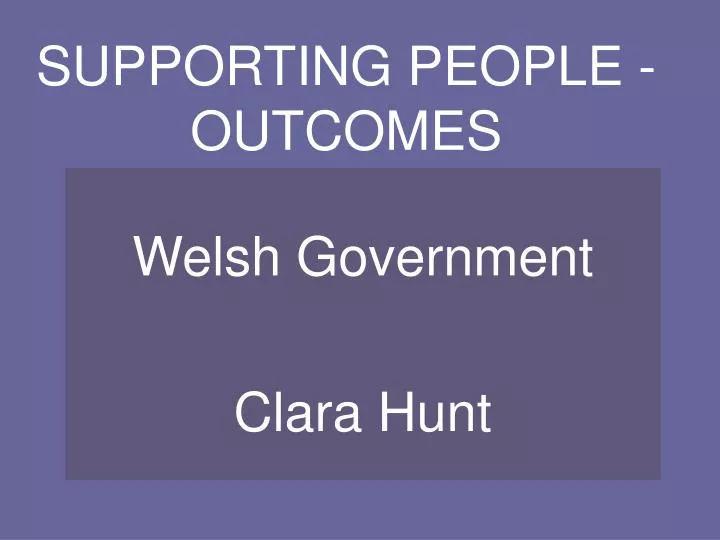 supporting people outcomes