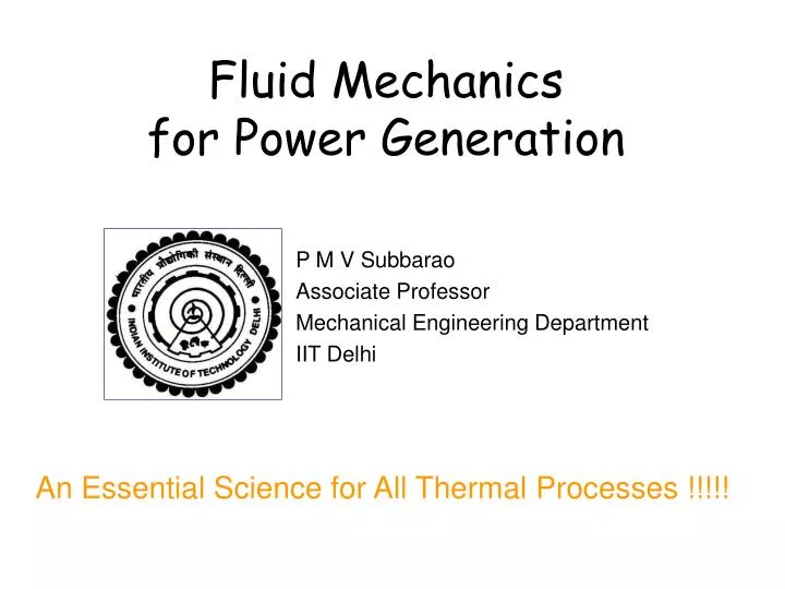 fluid mechanics for power generation