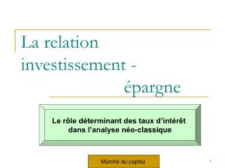 la relation investissement pargne
