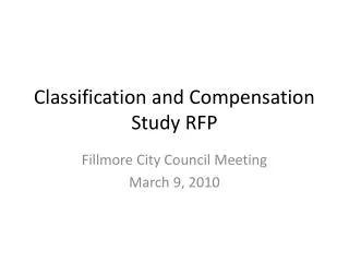 Classification and Compensation Study RFP