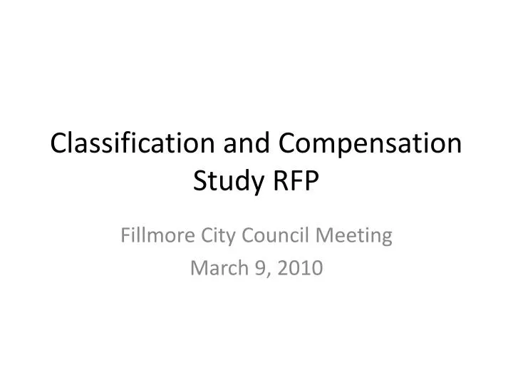 classification and compensation study rfp