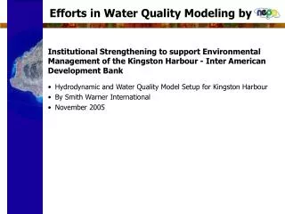 Efforts in Water Quality Modeling by
