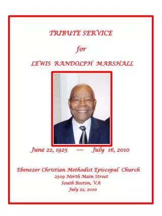 TRIBUTE SERVICE for LEWIS RANDOLPH MARSHALL