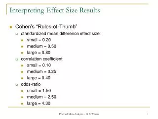 Interpreting Effect Size Results
