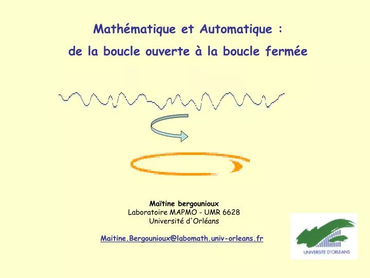 math matique et automatique de la boucle ouverte la boucle ferm e