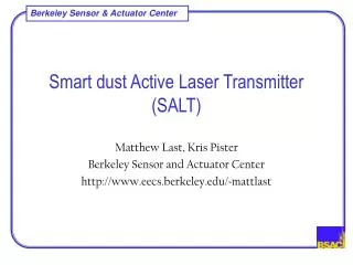 Smart dust Active Laser Transmitter (SALT)