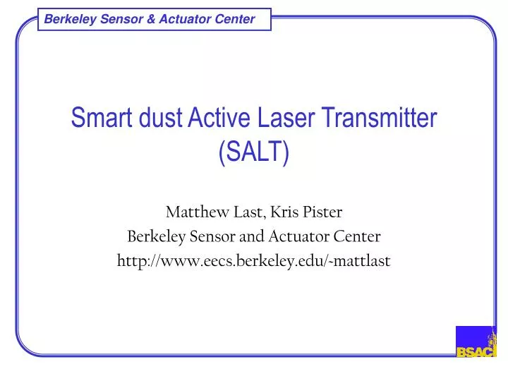smart dust active laser transmitter salt