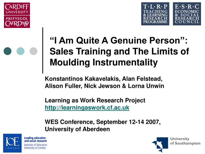 i am quite a genuine person sales training and the limits of moulding instrumentality