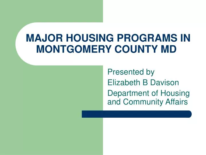 major housing programs in montgomery county md
