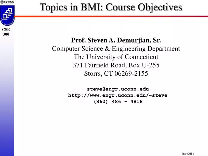 topics in bmi course objectives