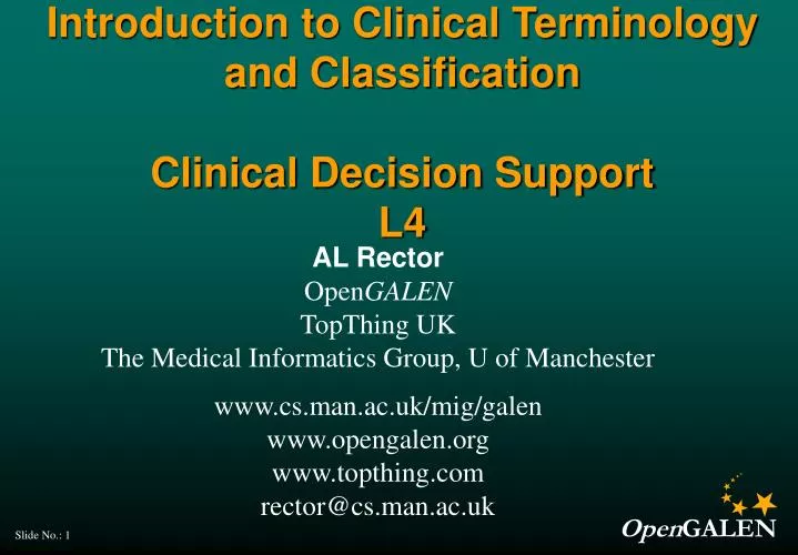 introduction to clinical terminology and classification clinical decision support l4