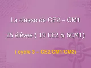 la classe de ce2 cm1 25 l ves 19 ce2 6cm1