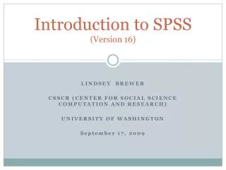 introduction to spss version 16
