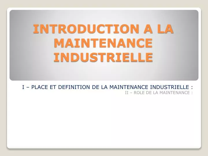 introduction a la maintenance industrielle