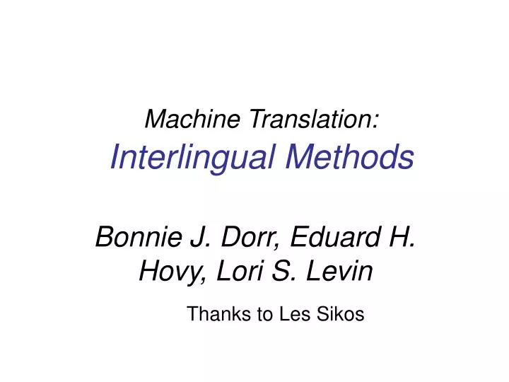 machine translation interlingual methods