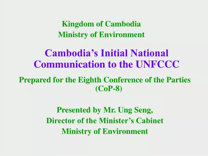 cambodia s initial national communication to the unfccc