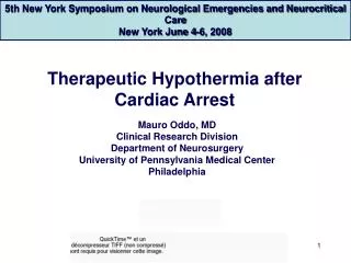 Therapeutic Hypothermia after Cardiac Arrest