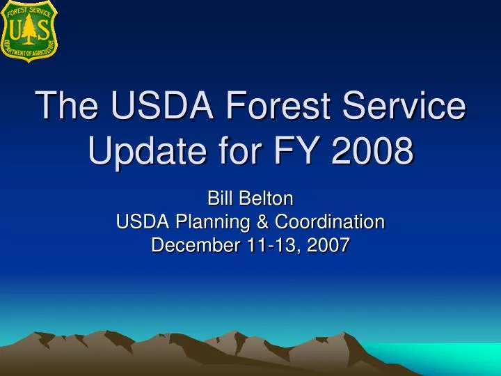 the usda forest service update for fy 2008