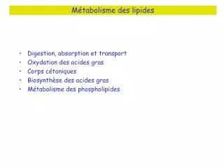 m tabolisme des lipides