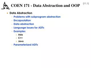 COEN 171 - Data Abstraction and OOP