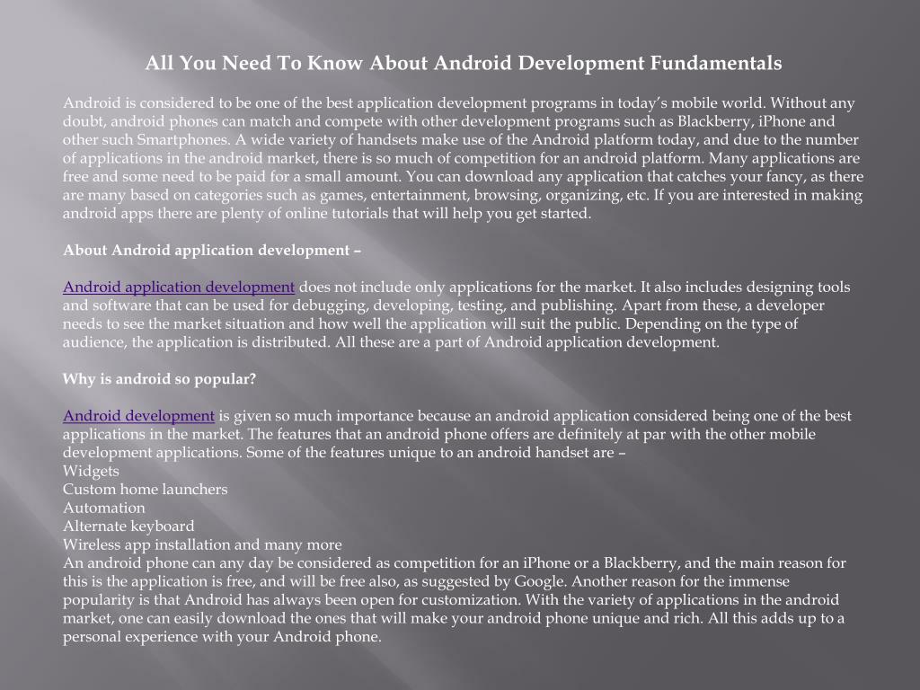 PPT - all you need to know about android development fundamentals ...