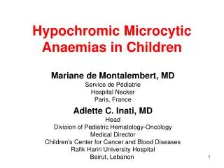 Hypochromic Microcytic Anaemias in Children