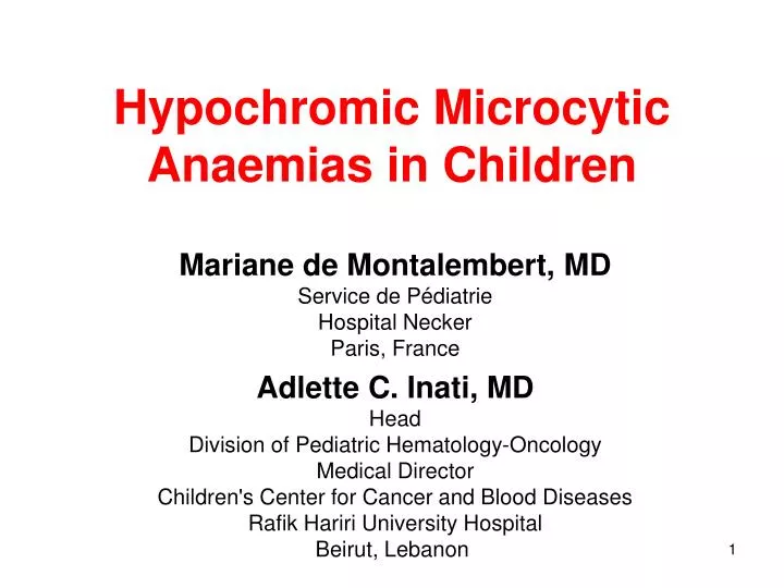 hypochromic microcytic anaemias in children